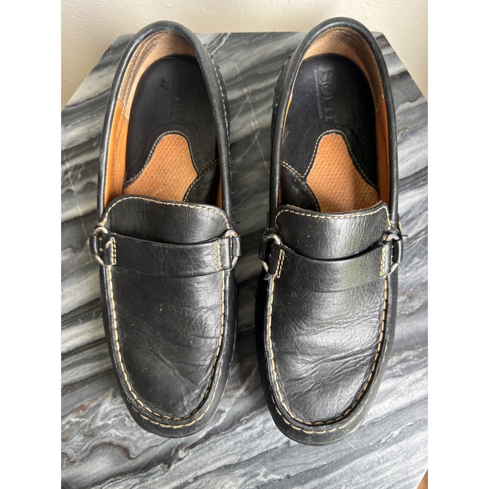 Born Womens Black Leather Driving Loafers Moc Toe Slip On Shoes W37651 Size 7.5 - Picture 4 of 8
